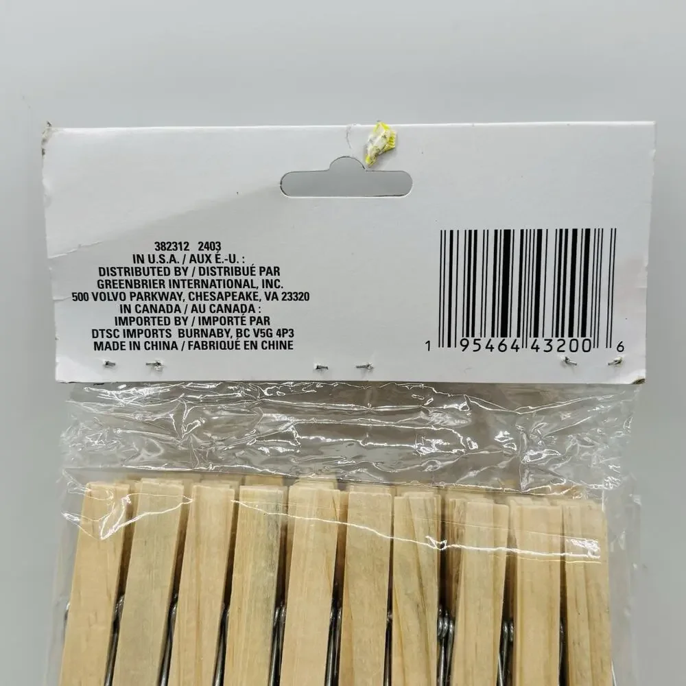 ESSENTIALS Wood Clothespins – 60 Count (Brand New in Package) 2.91 X 0.39. New!